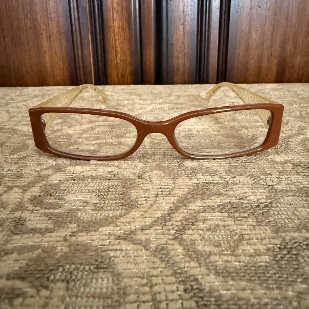 Women's Naturalize Square Brown & Gold Art Deco Reading Glasses +1.50 Strength